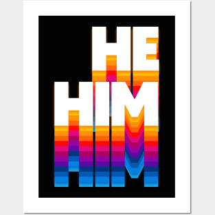 He/Him Pronouns / Retro Faded Design Posters and Art